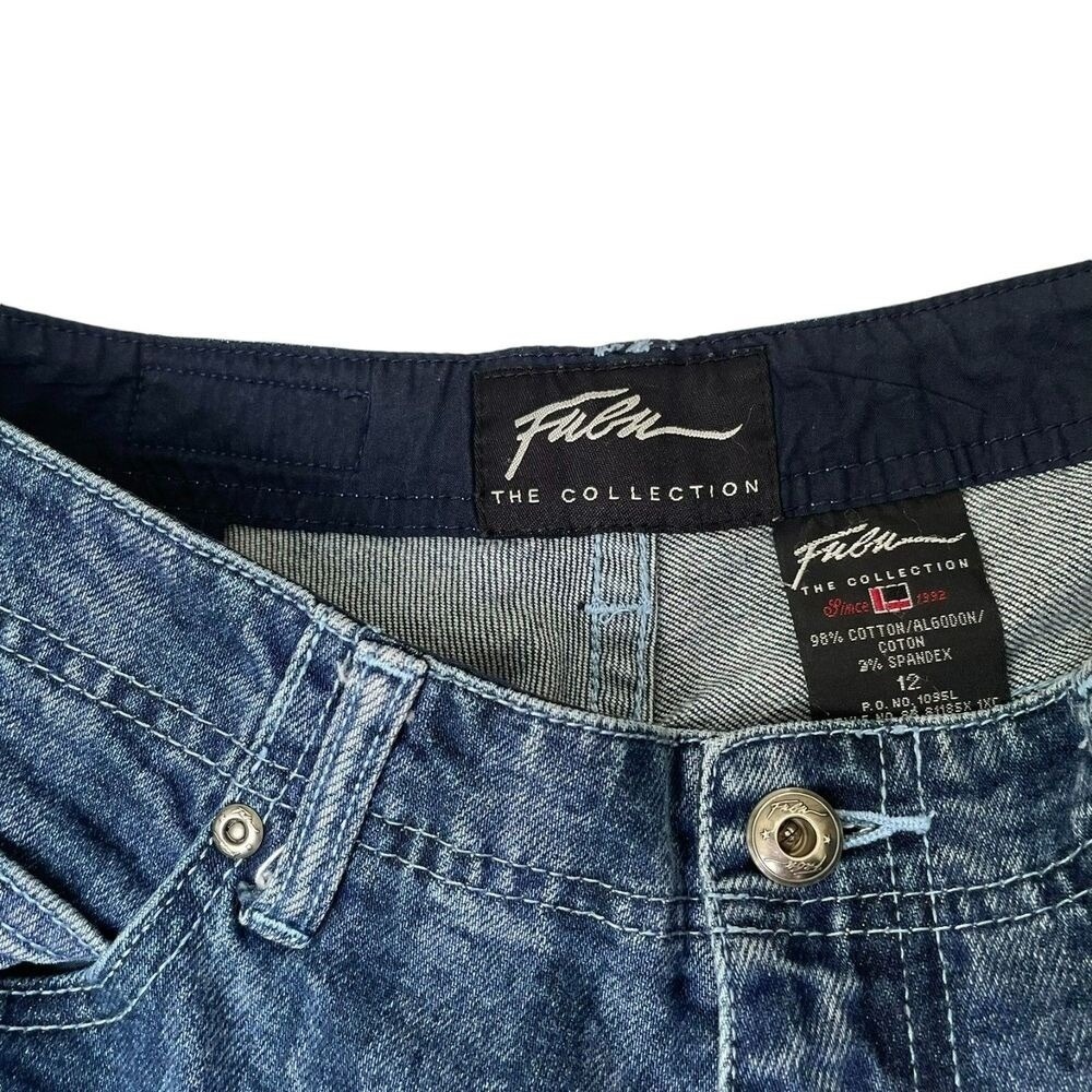 Fubu Women's Vintage Y2K Wide Straight Leg Medium Wash Stiped Jeans Size 12 - Picture 6 of 9